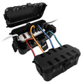 Flemoon Medium Outdoor Electrical Box (11.5x5.2x4 inch), IP54 Waterproof Extension Cord Cover w/6 Cable Entry Ports, Weatherproof Connection Box for Power Strip, Timer, Plug, Holiday Lights