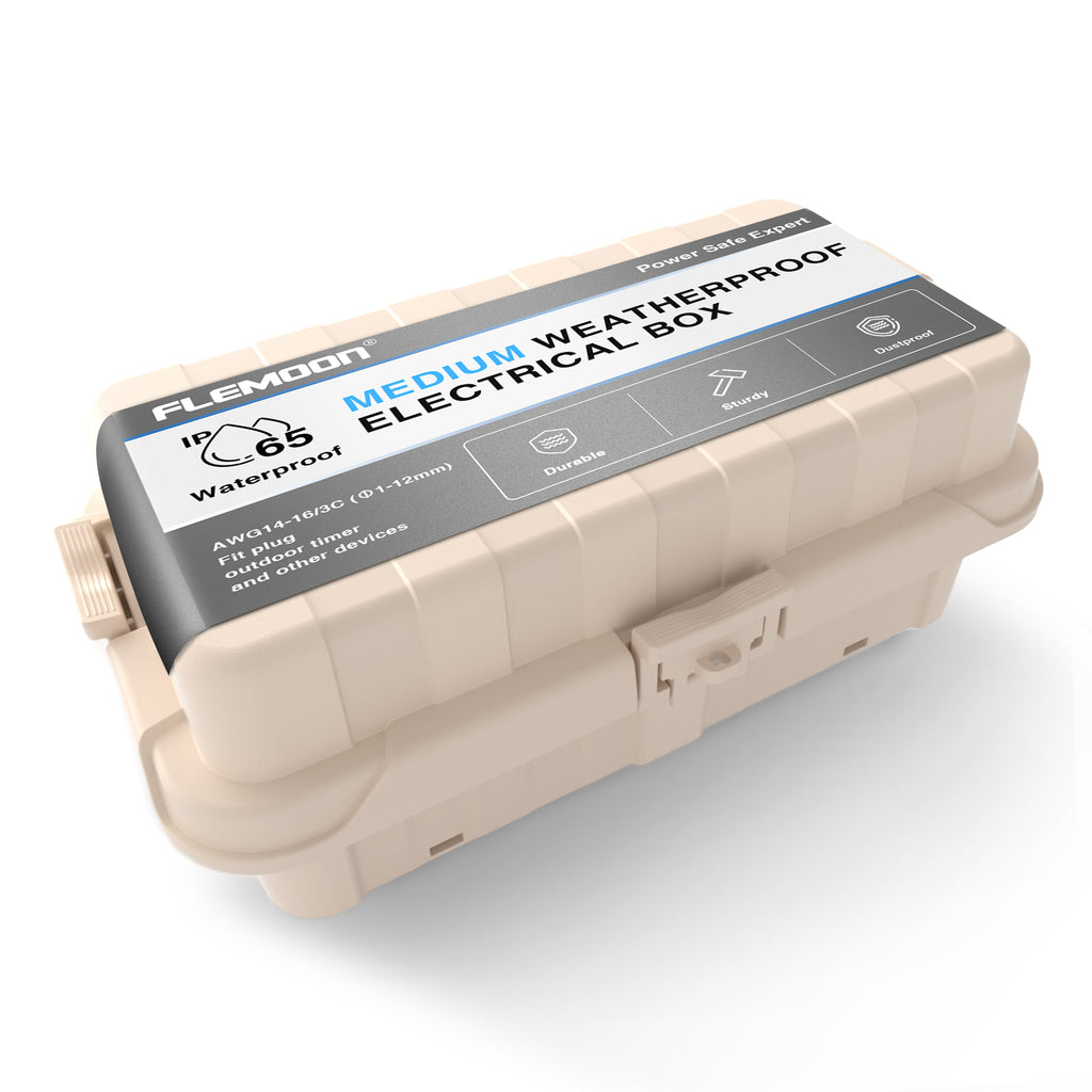 Flemoon Medium (11.8×5.9×5inch) IP65 Outdoor Electrical Box, Protect Power Strip, Plug, Socket, Holiday Light Decoration