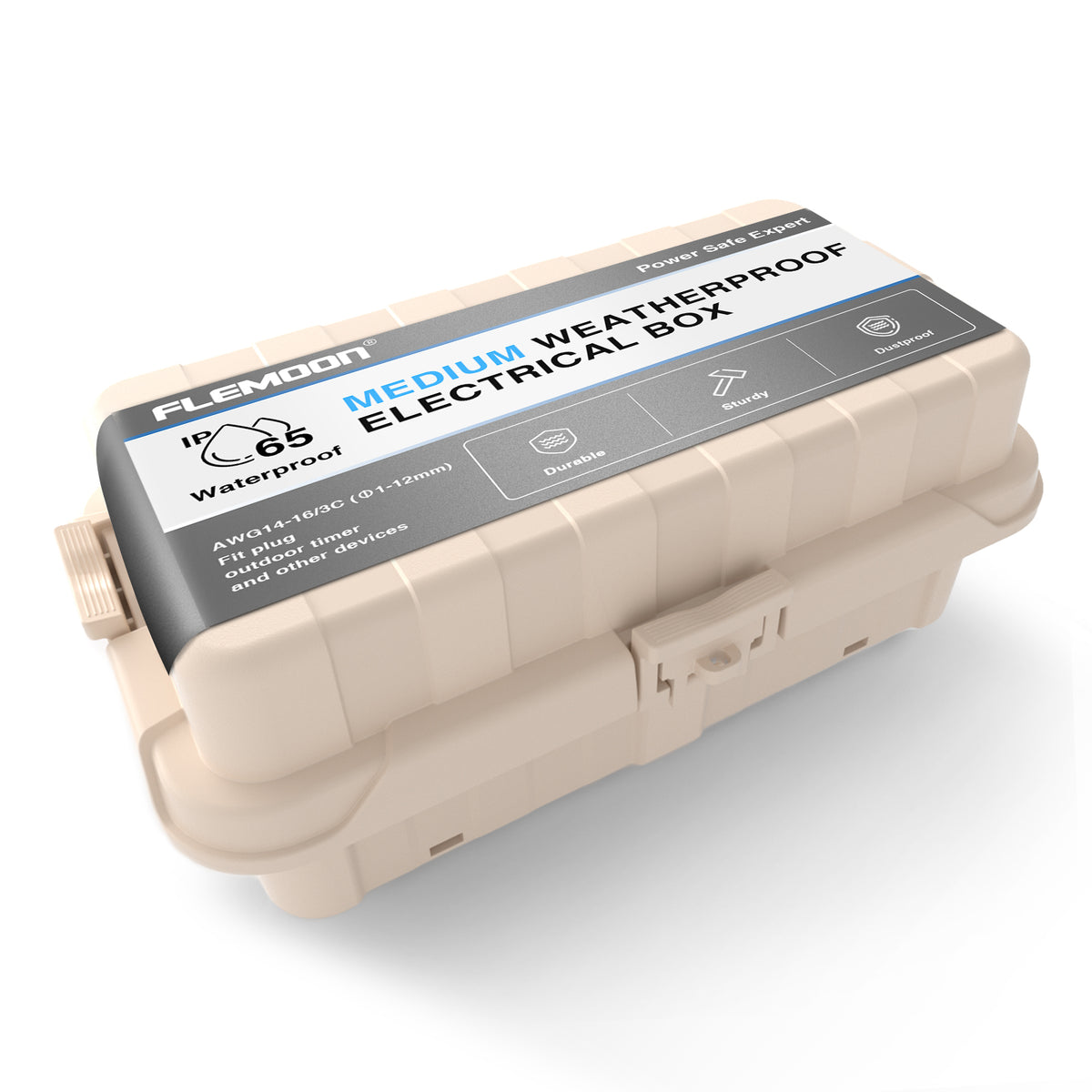 Flemoon Medium (11.8×5.9×5inch) IP65 Outdoor Electrical Box, Protect Power Strip, Plug, Socket, Holiday Light Decoration