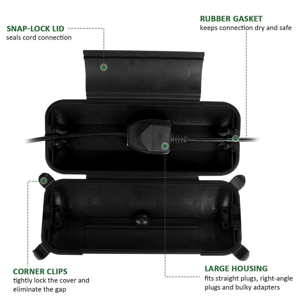 Flemoon Outdoor Extension Cord Safety Cover with Waterproof Protector Seal