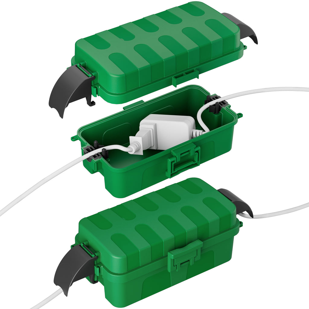 FLEMOON IP55 Outdoor Electrical Box Waterproof with Detachable Awning Covers, 8.3 x 4.1 x 3.7 inch Weatherproof Extension Cord Cover, Easy Installation for Outdoor Plug, Outlet, String Lights