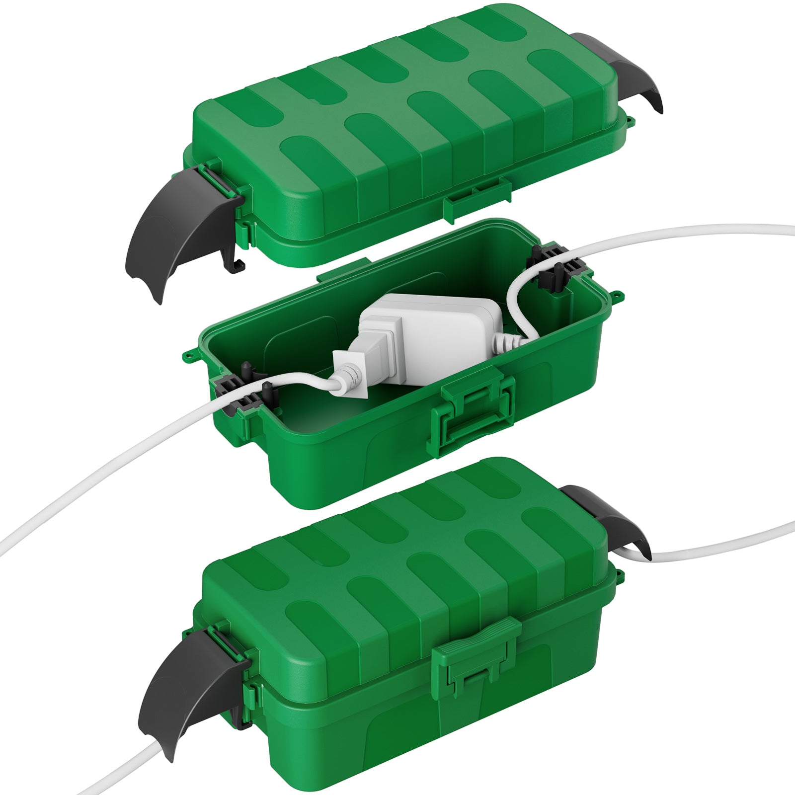 FLEMOON IP55 Outdoor Electrical Box Waterproof with Detachable Awning Covers, 8.3 x 4.1 x 3.7 inch Weatherproof Extension Cord Cover, Easy Installation for Outdoor Plug, Outlet, String Lights