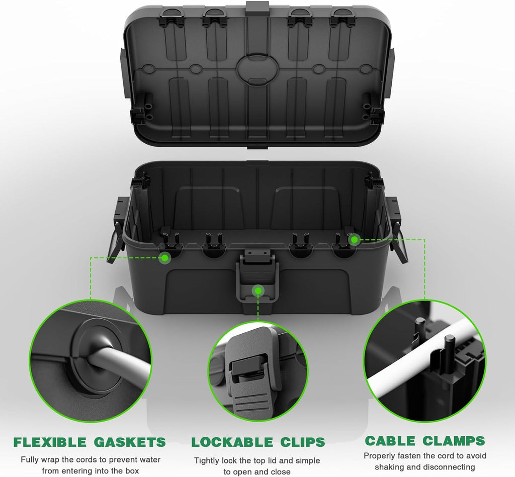 Flemoon 2-Piece Outdoor Waterproof Electrical Box Set – 12.5" x 8.5" x 5" Large Electrical Box & 11.3" x 4.3" x 3" Extension Cord Cover