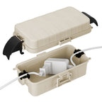 FLEMOON IP55 Outdoor Electrical Box Waterproof with Detachable Awning Covers, 8.3 x 4.1 x 3.7 inch Weatherproof Extension Cord Cover, Easy Installation for Outdoor Plug, Outlet, String Lights