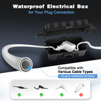 FLEMOON IP55 Outdoor Electrical Box Waterproof with Detachable Awning Covers, 8.3 x 4.1 x 3.7 inch Weatherproof Extension Cord Cover, Easy Installation for Outdoor Plug, Outlet, String Lights