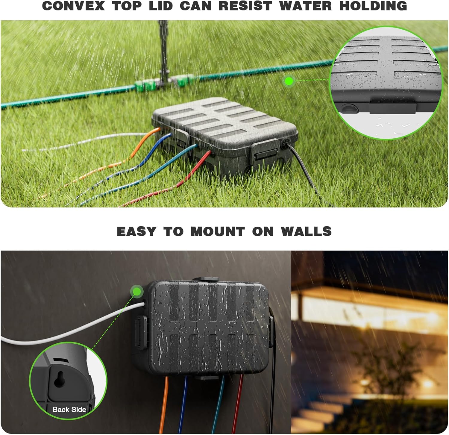 Flemoon 2-Piece Outdoor Waterproof Electrical Box Set – 12.5" x 8.5" x 5" Large & 8.1" x 4.9" x 3.1" Small Weatherproof Electrical Boxes