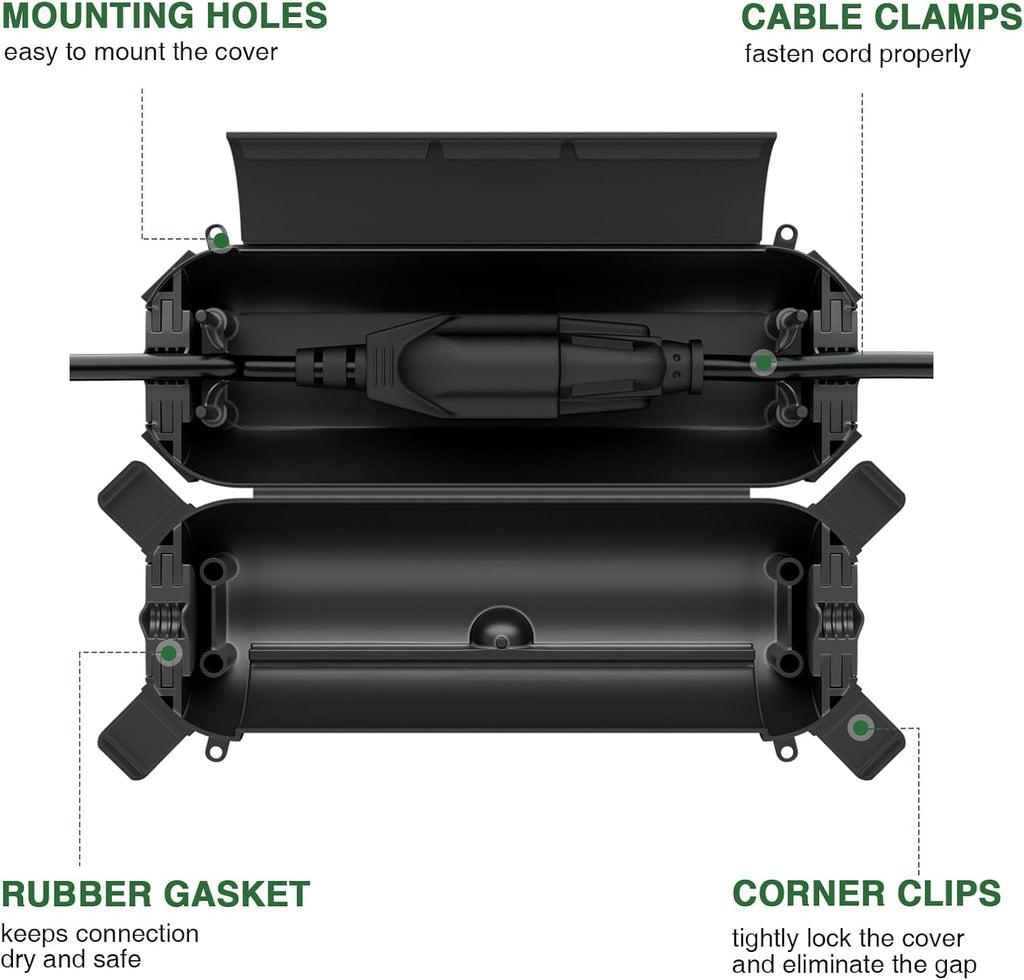 Flemoon 4-Piece Outdoor Waterproof Electrical Box Set – 12.5" x 8.5" x 5" Large Electrical Box & 3 pcs 7.1" x 2.3" x 2.3" Extension Cord Covers