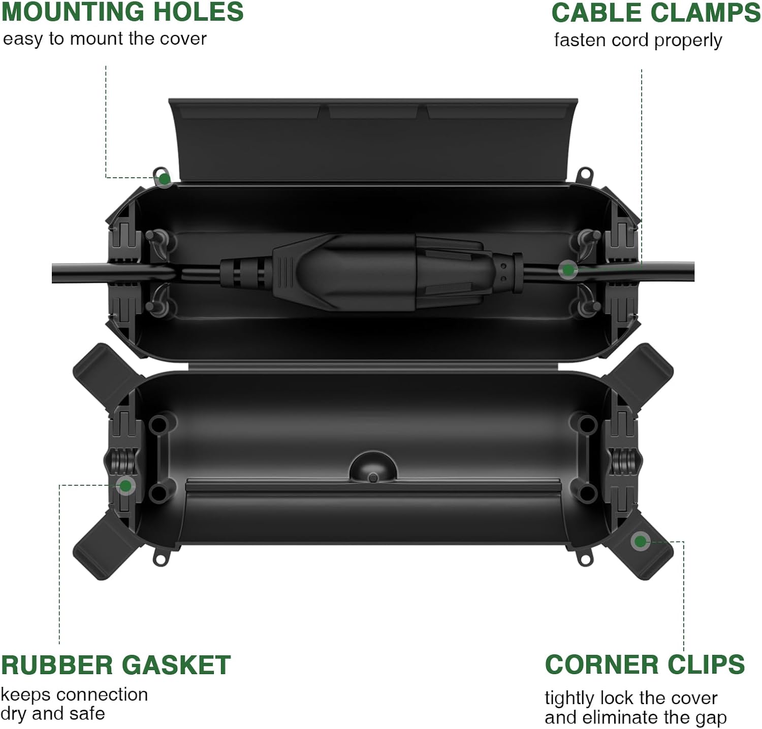 Flemoon 4-Piece Outdoor Waterproof Electrical Box Set – 12.5" x 8.5" x 5" Large Electrical Box & 3 pcs 7.1" x 2.3" x 2.3" Extension Cord Covers