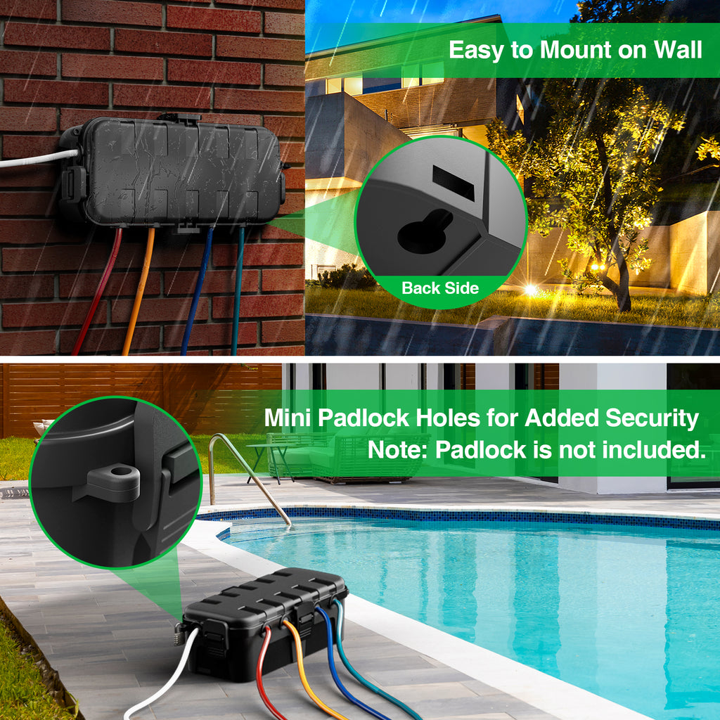 Flemoon 2-Piece Outdoor Waterproof Electrical Box Set – 11.5" x 5.2" x 4" Medium & 8.1" x 4.9" x 3.1" Small Weatherproof Electrical Boxes