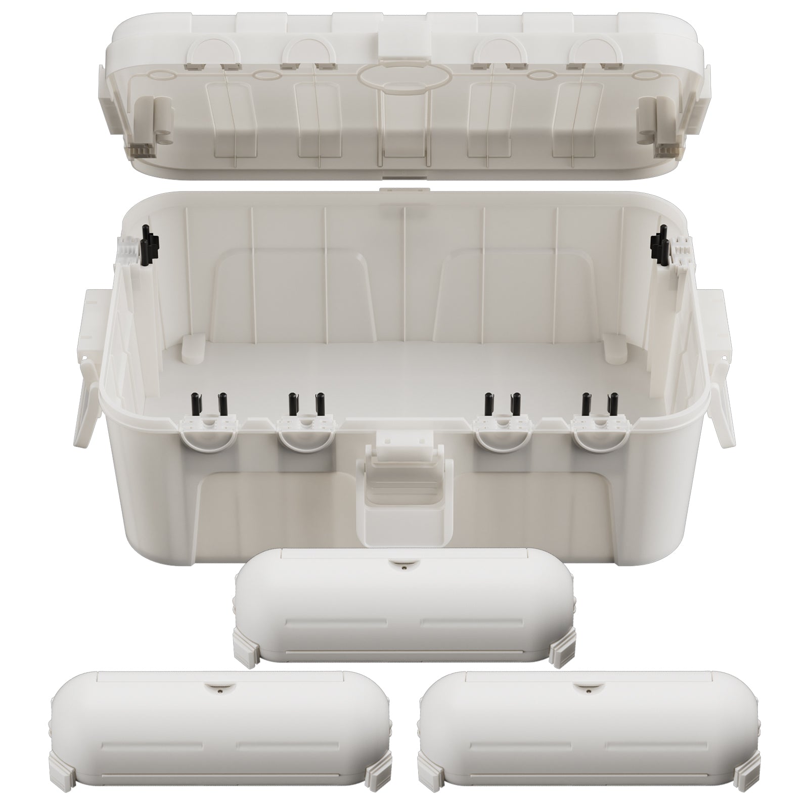 Flemoon 4-Piece Outdoor Waterproof Electrical Box Set – 12.5" x 8.5" x 5" Large Electrical Box & 3 pcs 7.1" x 2.3" x 2.3" Extension Cord Covers