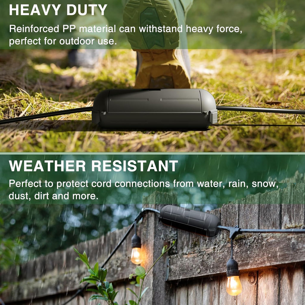 Flemoon 4-Piece Outdoor Waterproof Electrical Box Set – 12.5" x 8.5" x 5" Large Electrical Box & 3 pcs 7.1" x 2.3" x 2.3" Extension Cord Covers