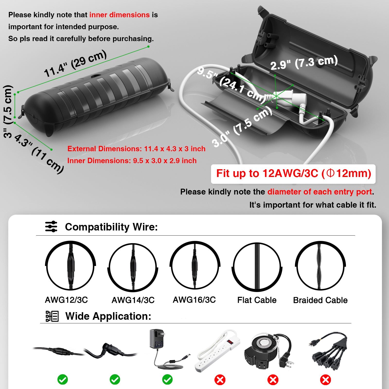 Flemoon Outdoor Extension Cord Safety Cover with Waterproof Protector Seal